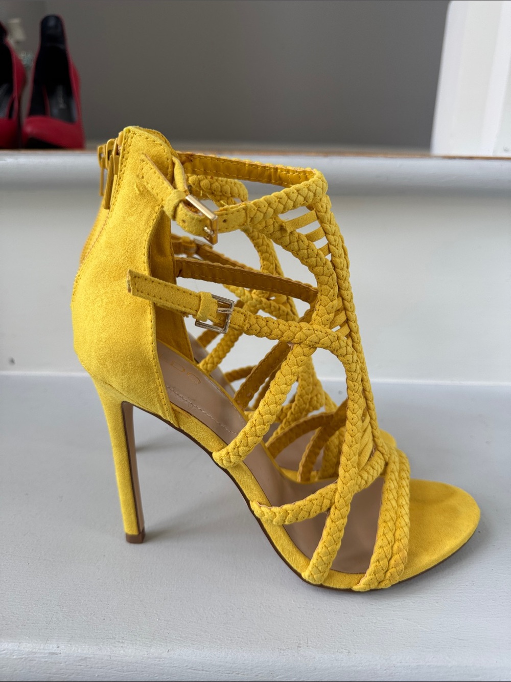 Aldo Yellow Braided Stiletto Sandal